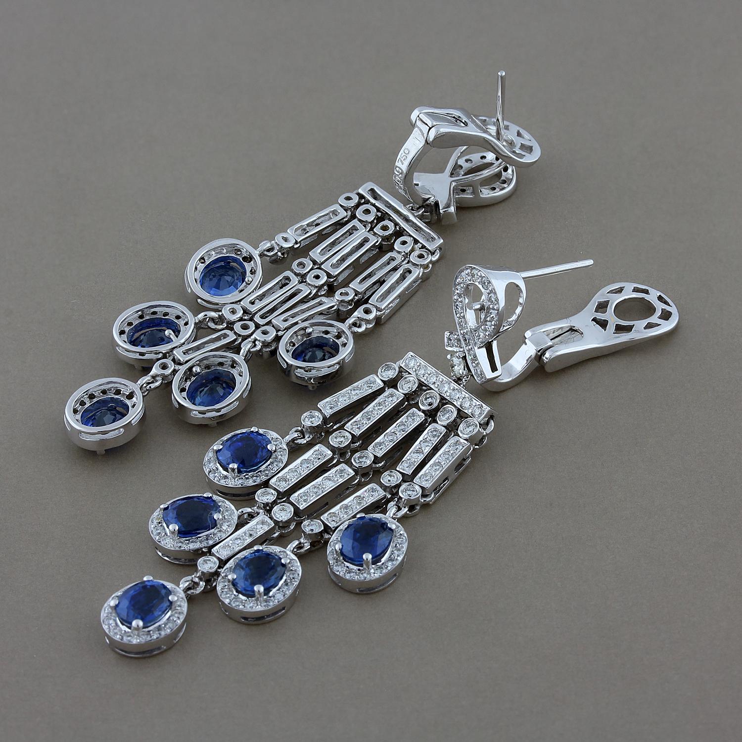 chandelier sapphire earrings