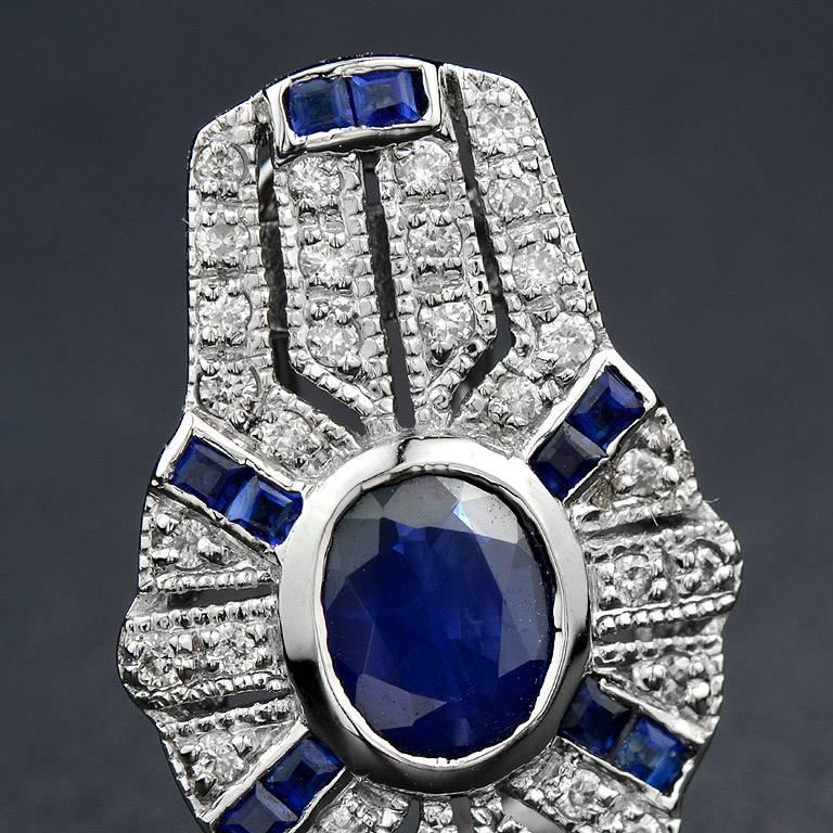 Women's Blue Sapphire Diamond Clip-On Earrings