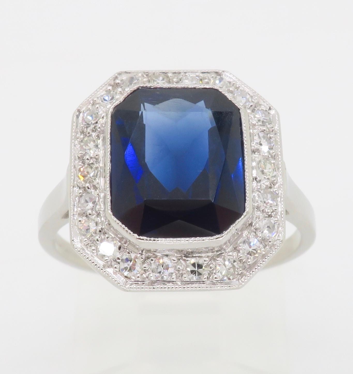 Blue Sapphire & Diamond Cocktail Ring in Platinum  For Sale 10