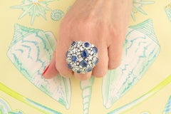 Blue Sapphire Diamond Dome Cocktail Ring Design by Ella Gafter