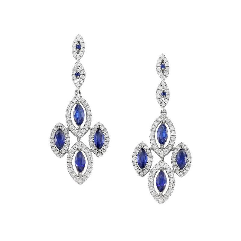 Modern Blue Sapphire Diamond Earrings for Her For Sale