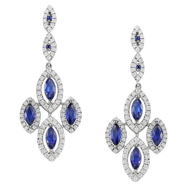 Boucles d'oreilles saphir bleu et diamant pour elle