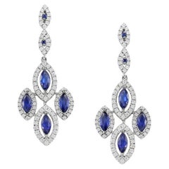 Blaue Saphir-Diamant-Ohrringe für ihr