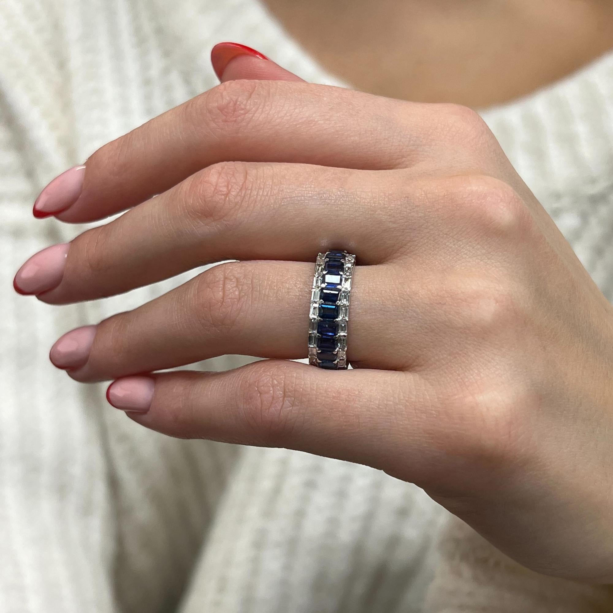sapphire eternity ring on hand