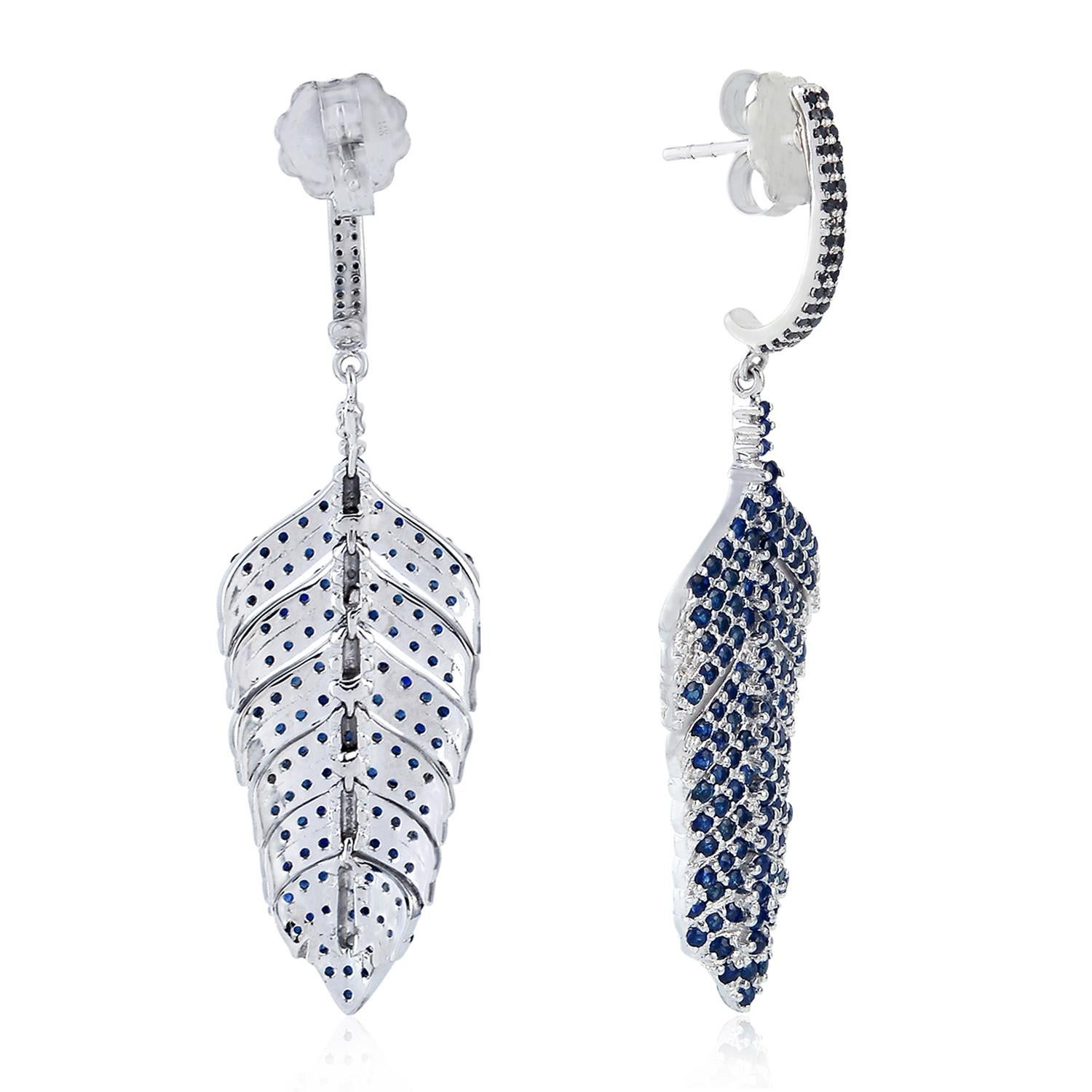 feather earrings blue