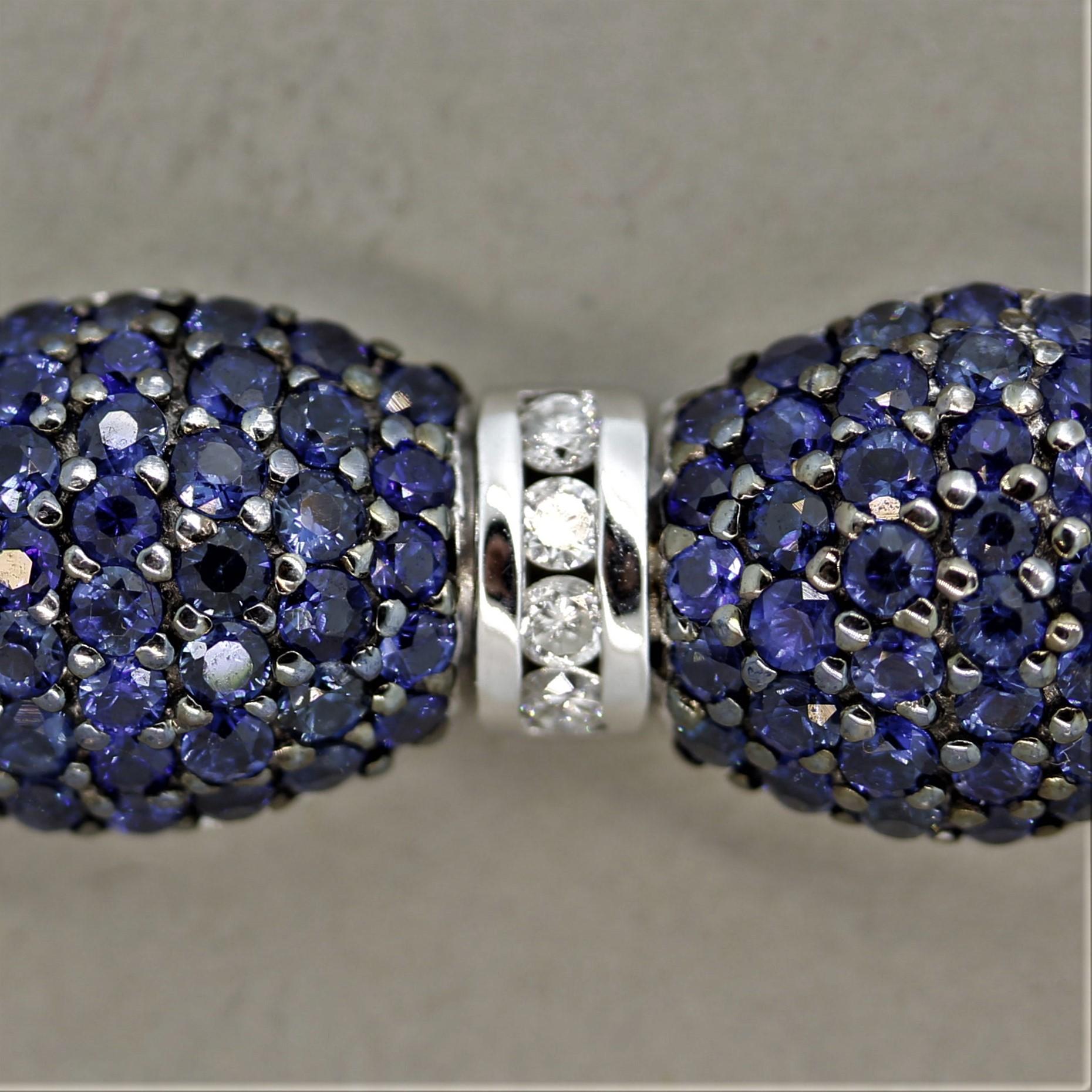 Goldarmband mit blauem blauem Saphir und Diamant (Rundschliff) im Angebot