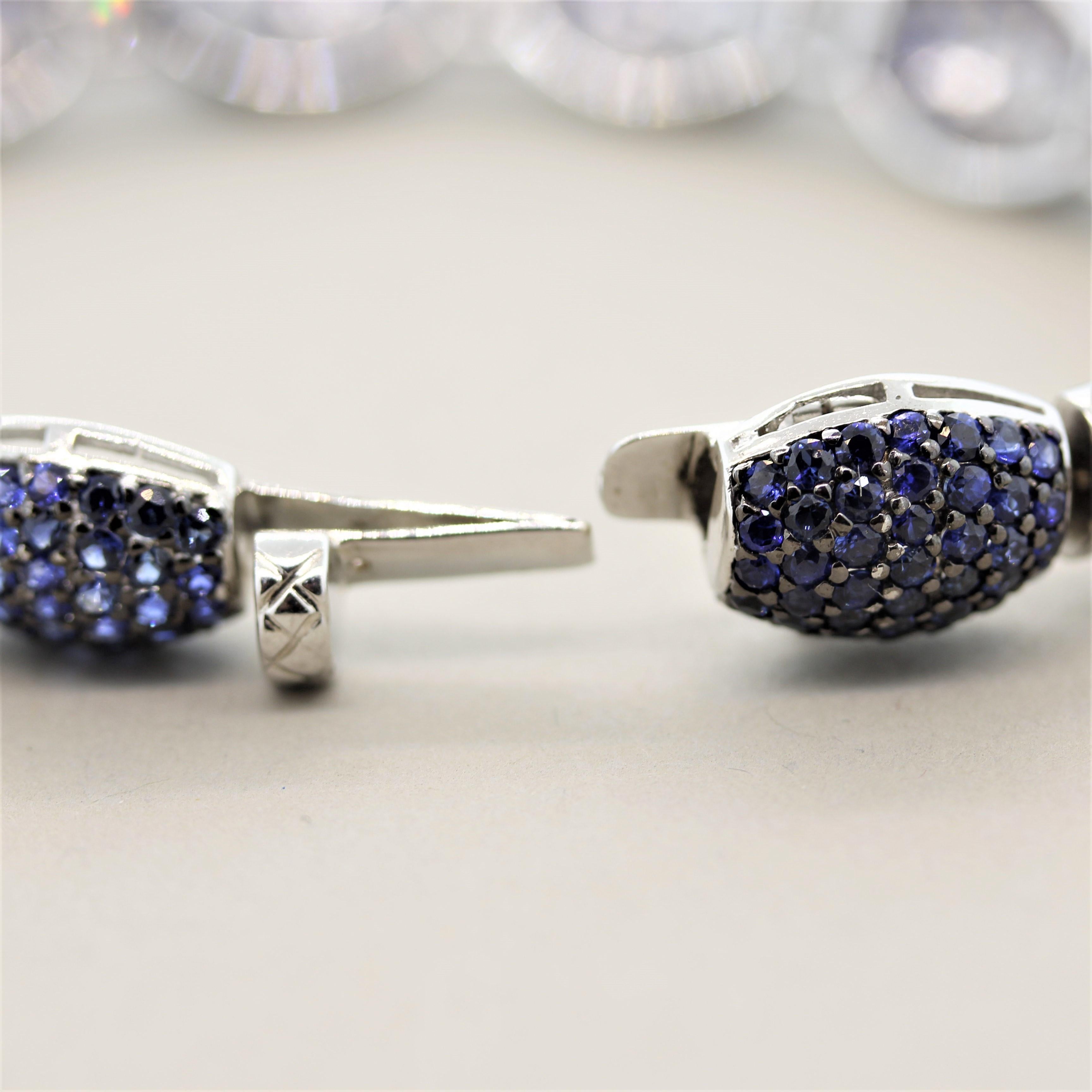Round Cut Blue Sapphire Diamond Gold Bracelet For Sale
