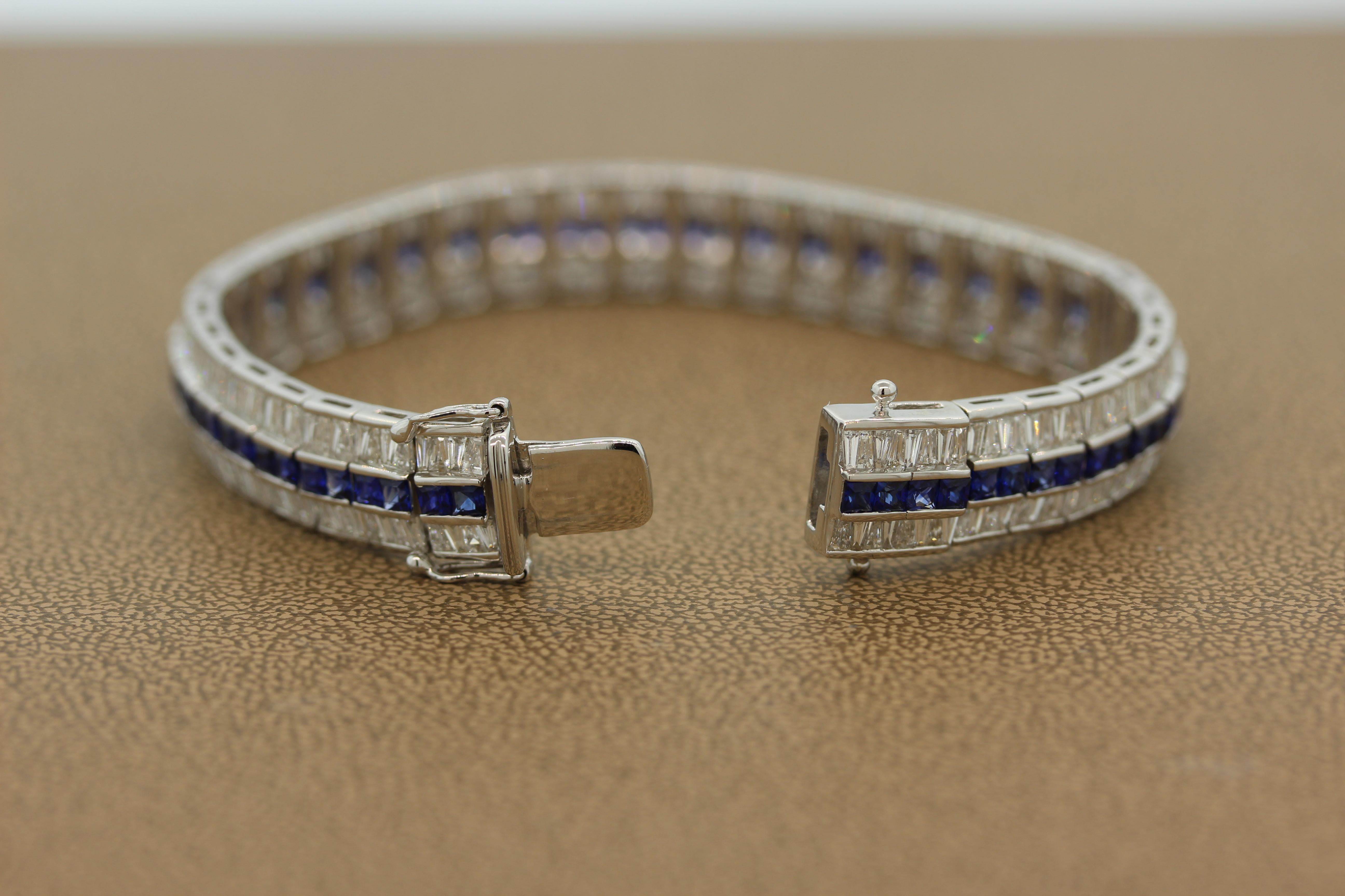 Blue Sapphire Diamond Gold Bracelet 1
