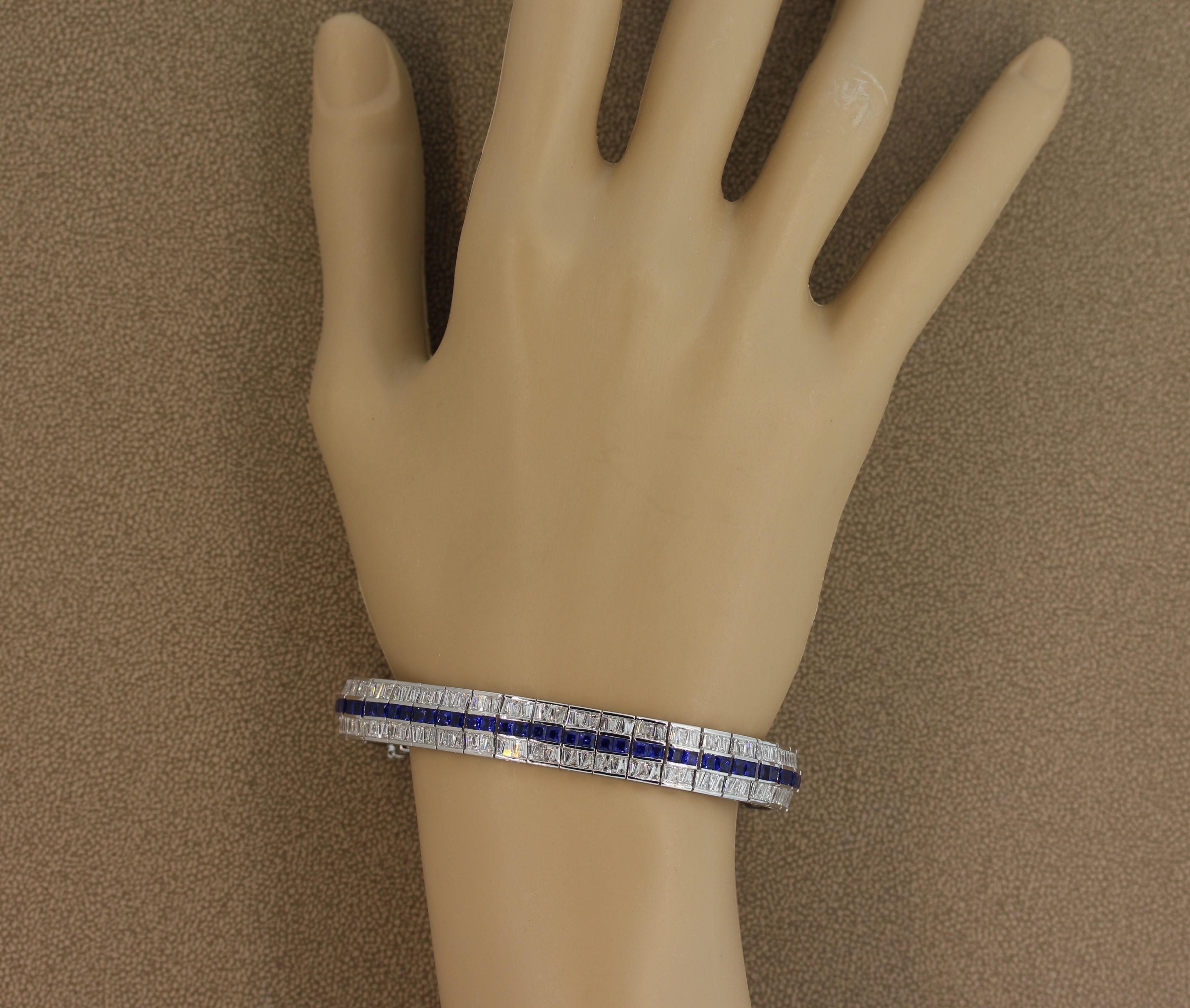 Blue Sapphire Diamond Gold Bracelet 3