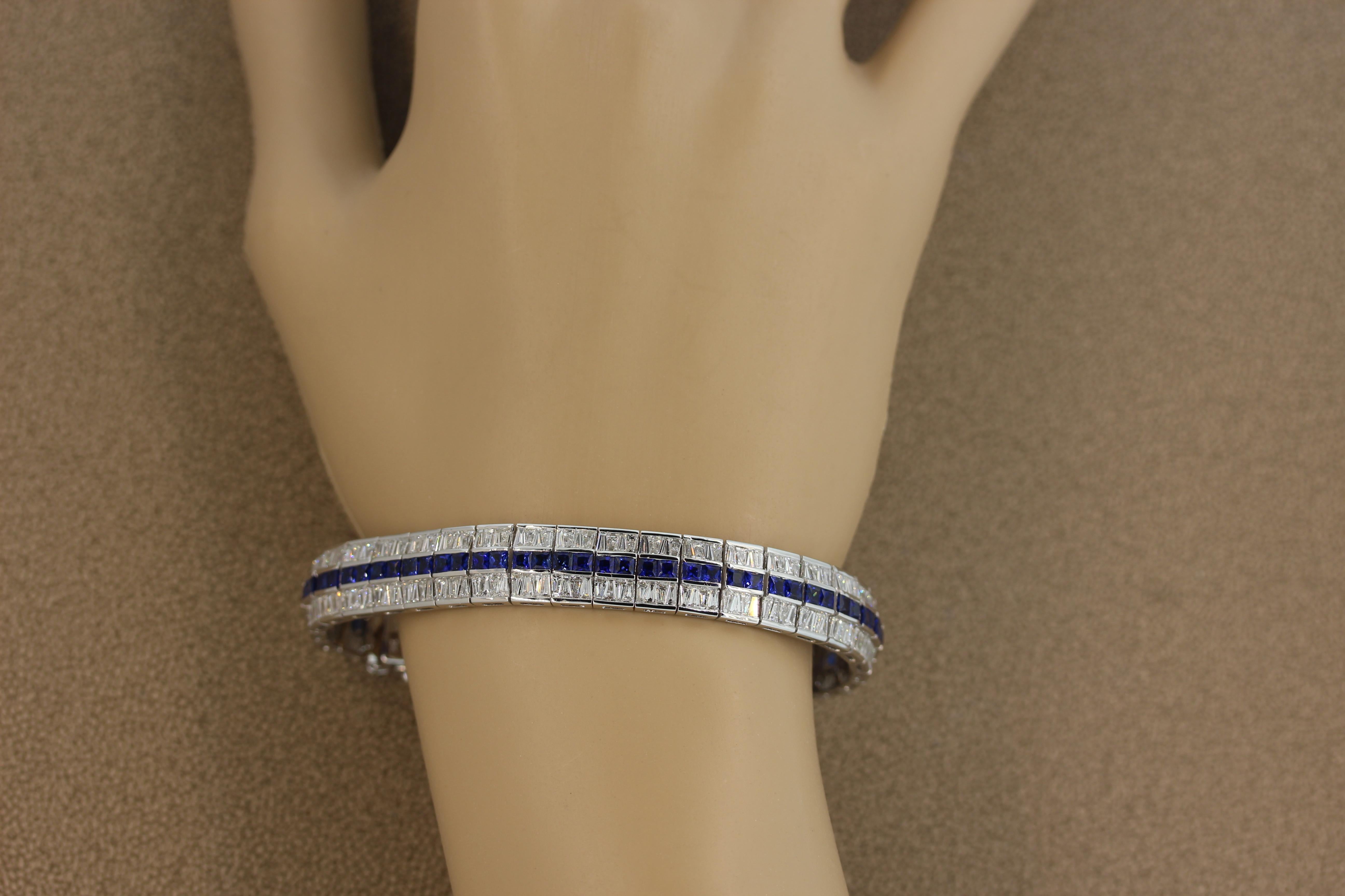 Blue Sapphire Diamond Gold Bracelet 4
