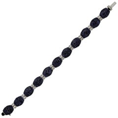 Blue Sapphire Diamond Gold Bracelet