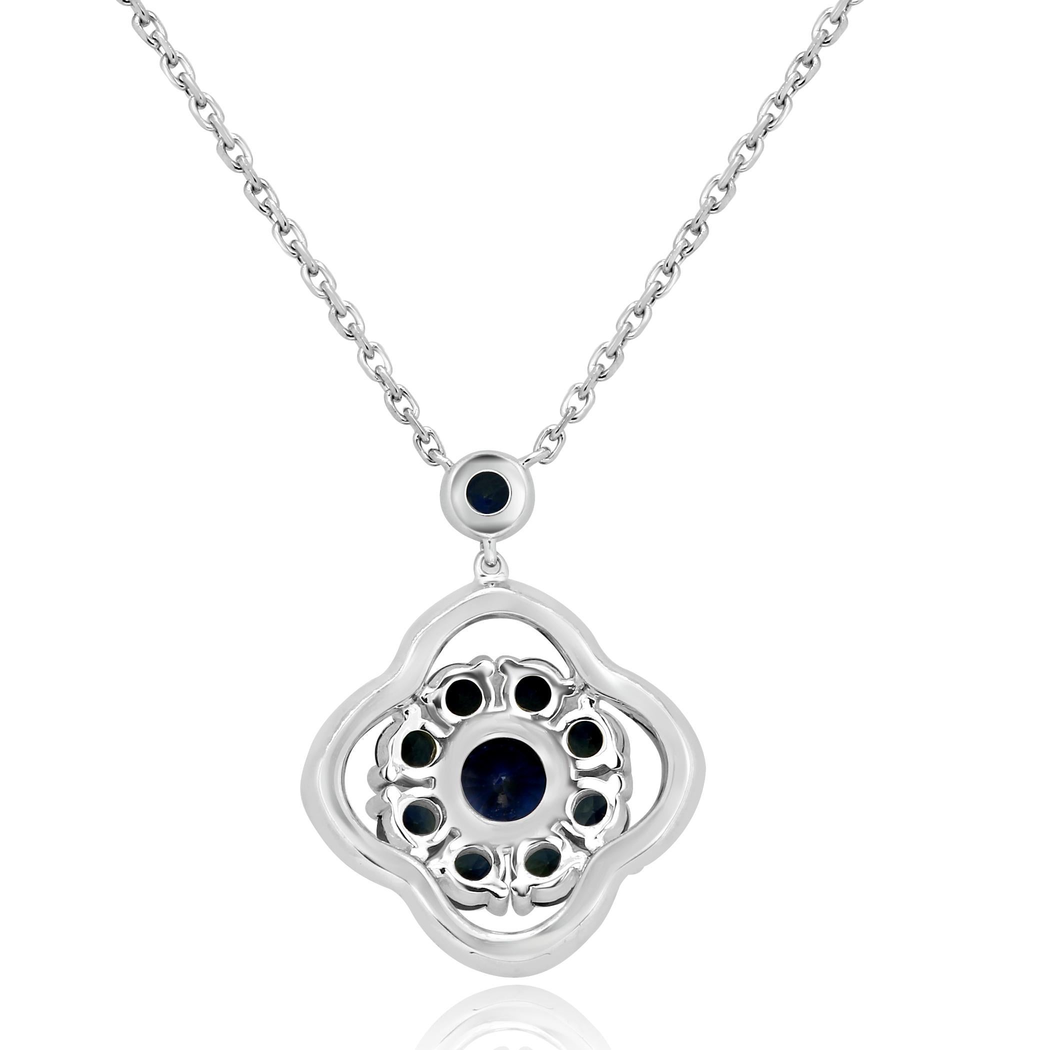Contemporary Blue Sapphire Diamond Gold Chain Drop Necklace