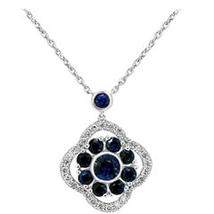 Blue Sapphire Diamond Gold Chain Drop Necklace