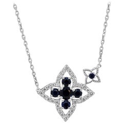 Blue Sapphire Diamond Gold Chain Drop Necklace