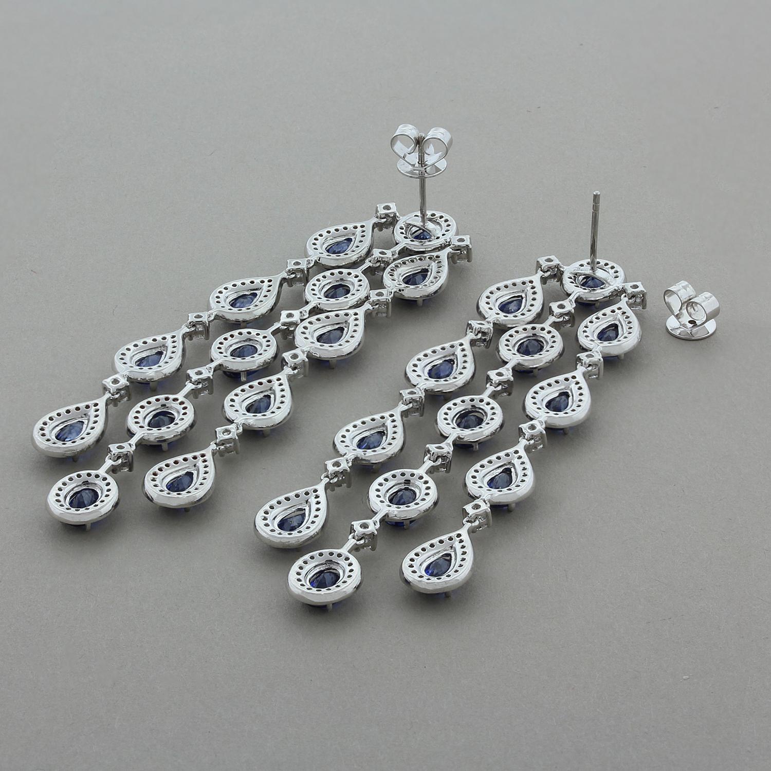 blue sapphire chandelier earrings