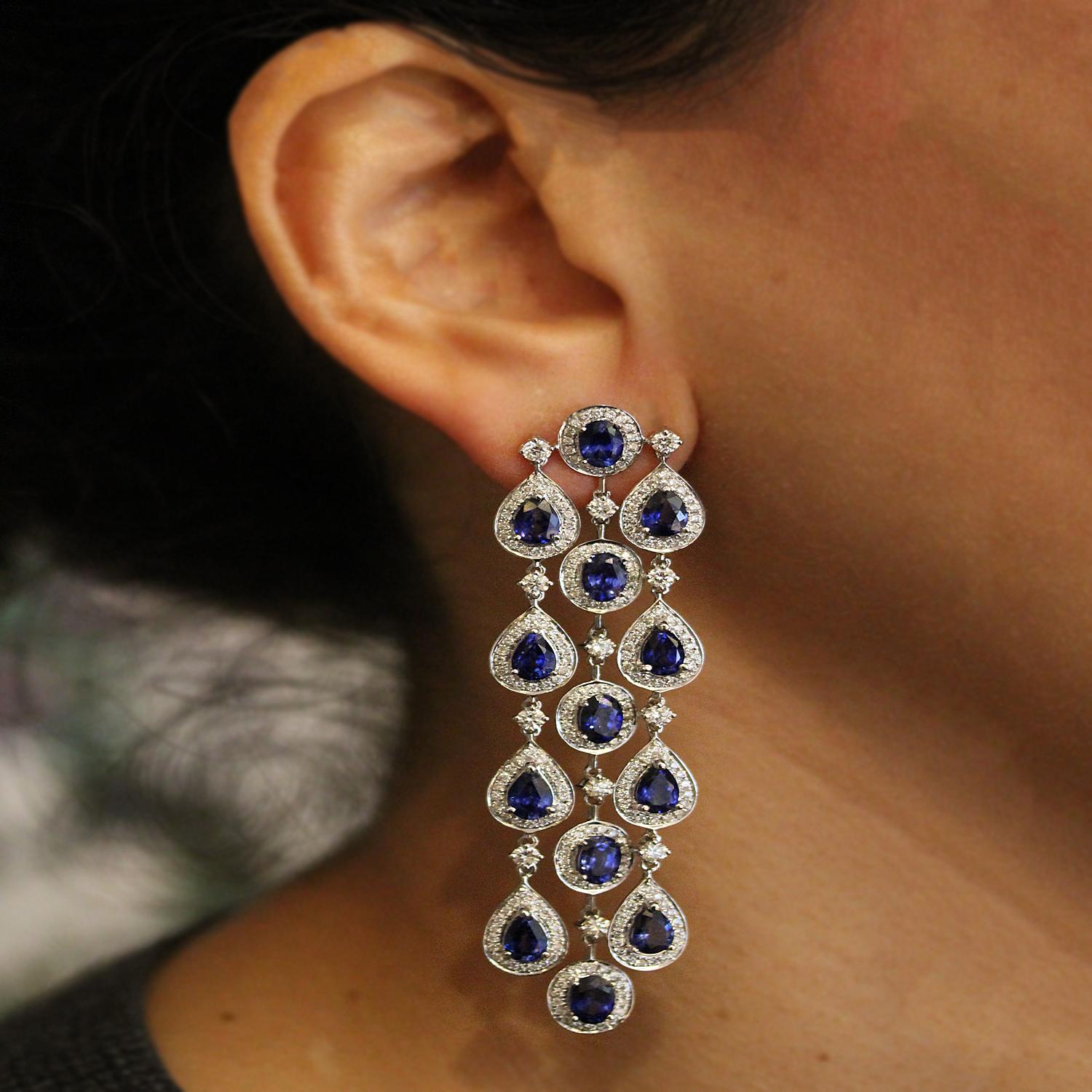 chandelier sapphire earrings