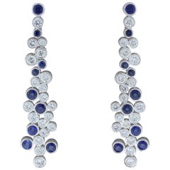Blue Sapphire Diamond Gold Drop Earrings