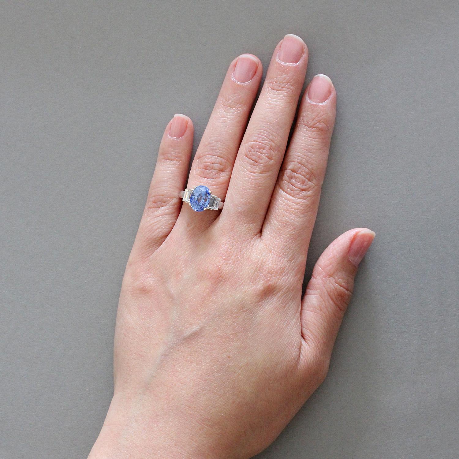 Women's Blue Sapphire Diamond Gold Ring