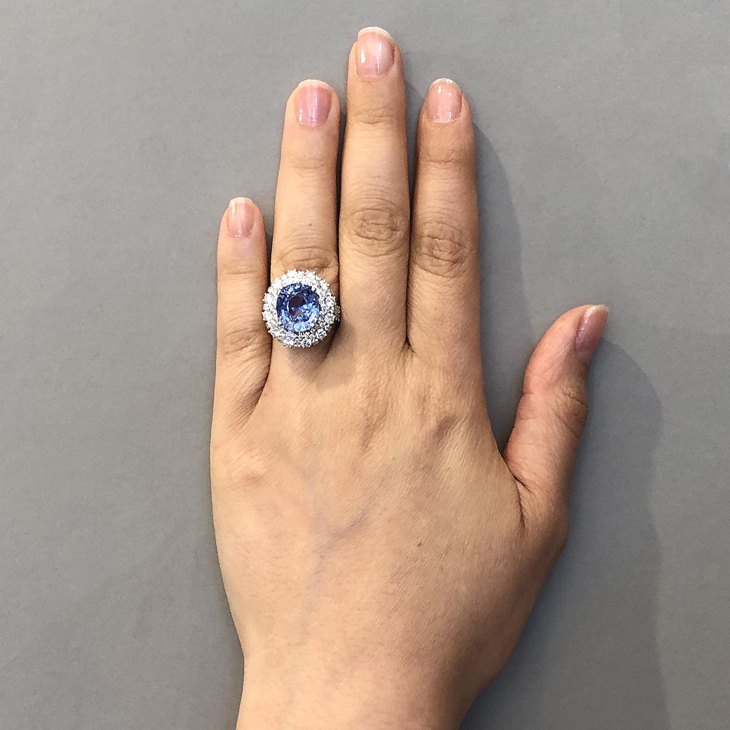 Women's Blue Sapphire Diamond Gold Ring