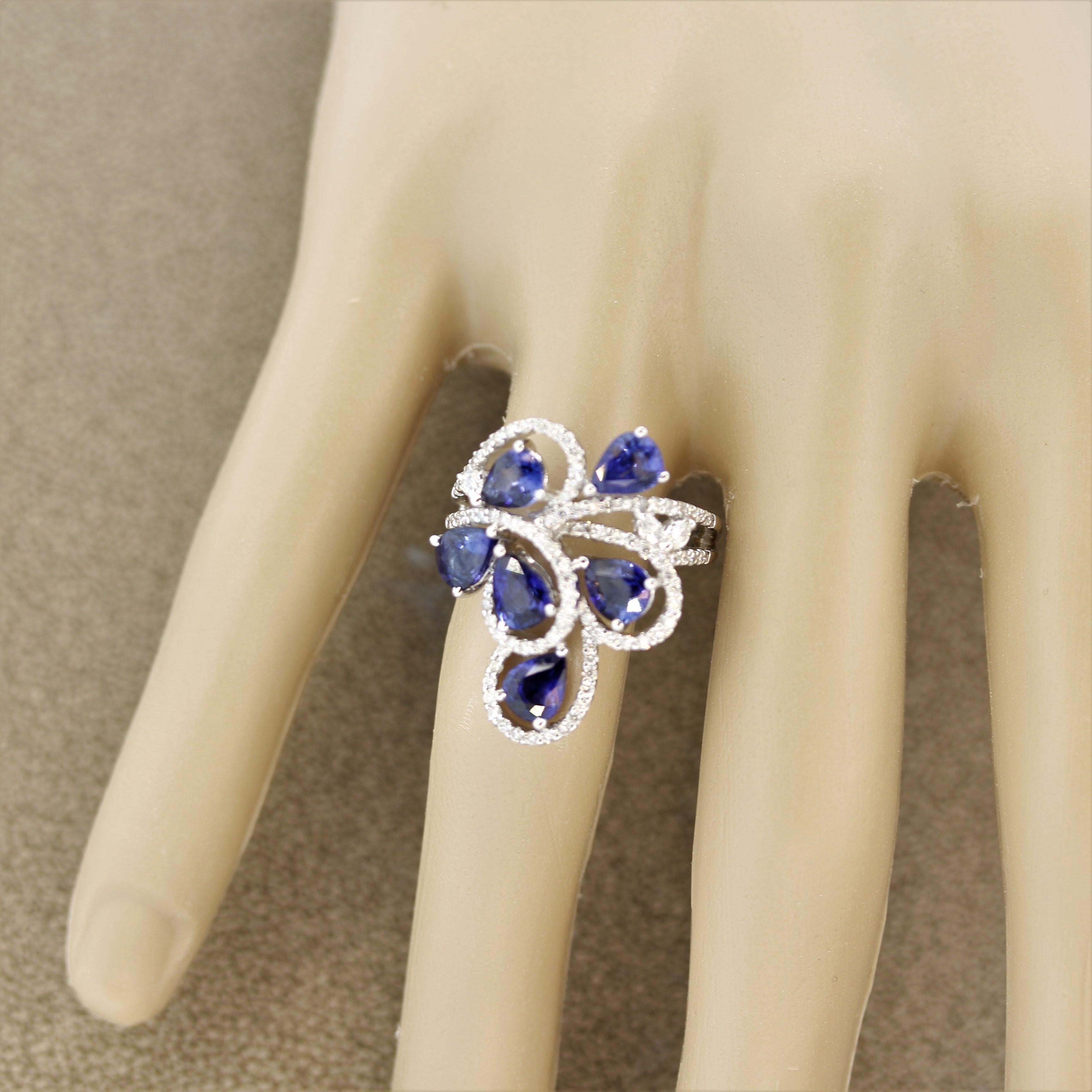 Blue Sapphire Diamond Gold Ring 1