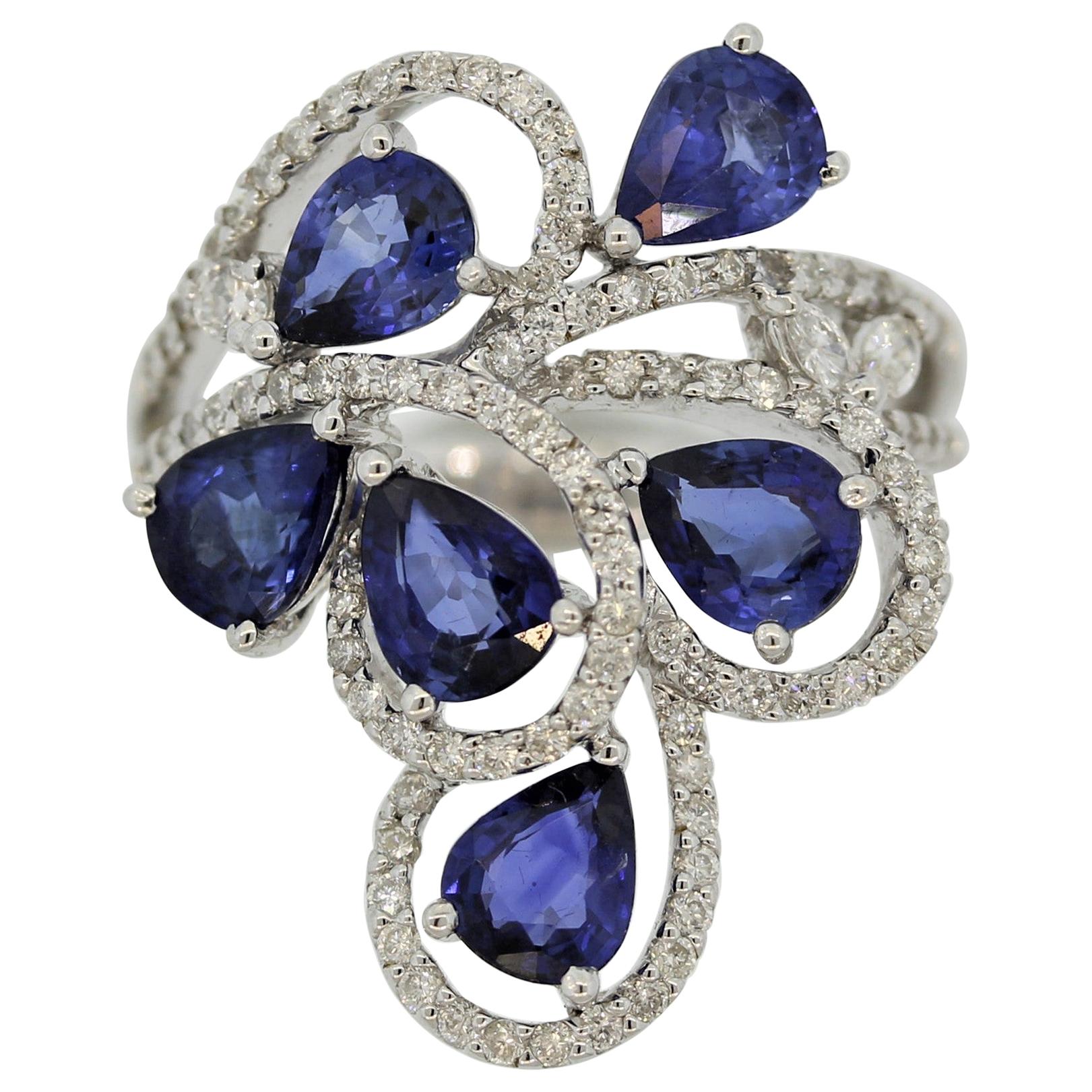 Blue Sapphire Diamond Gold Ring