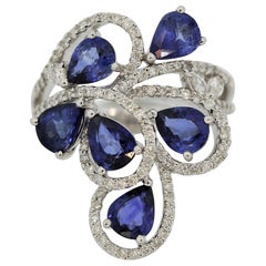 Blue Sapphire Diamond Gold Ring