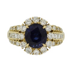 Goldring mit blauem Saphir und Diamant, GIA-zertifiziert