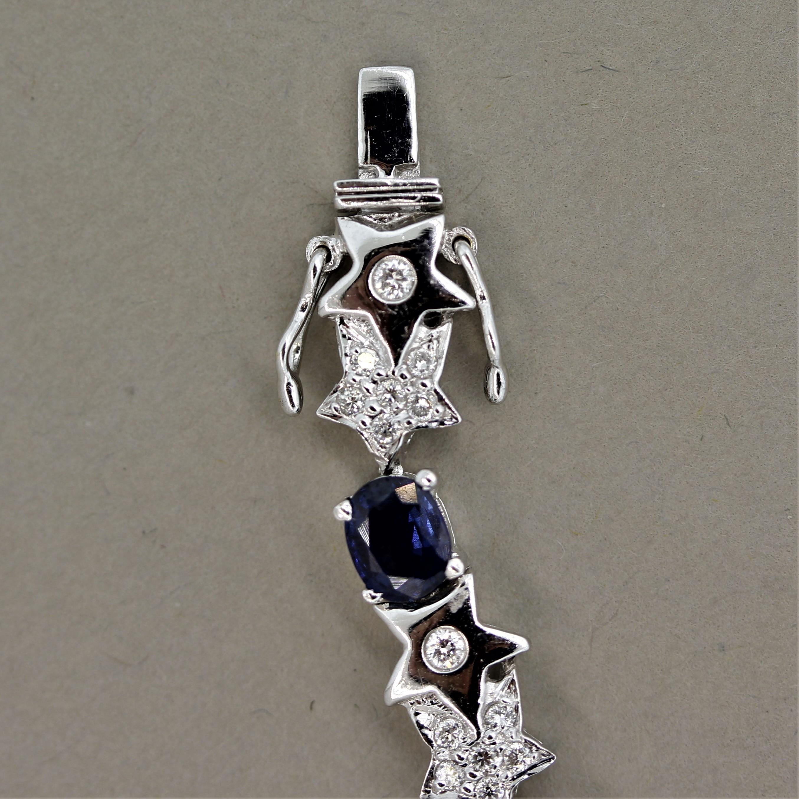 Women's Blue Sapphire Diamond Gold “Shooting Star” Bracelet