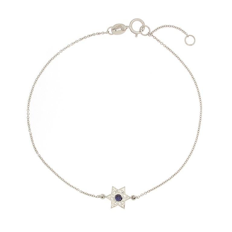 Women's or Men's Blue Sapphire Diamond Gold Star Bracelet For Sale