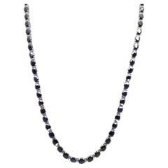 Gold-Tennis-Halskette mit blauem Saphir und Diamant