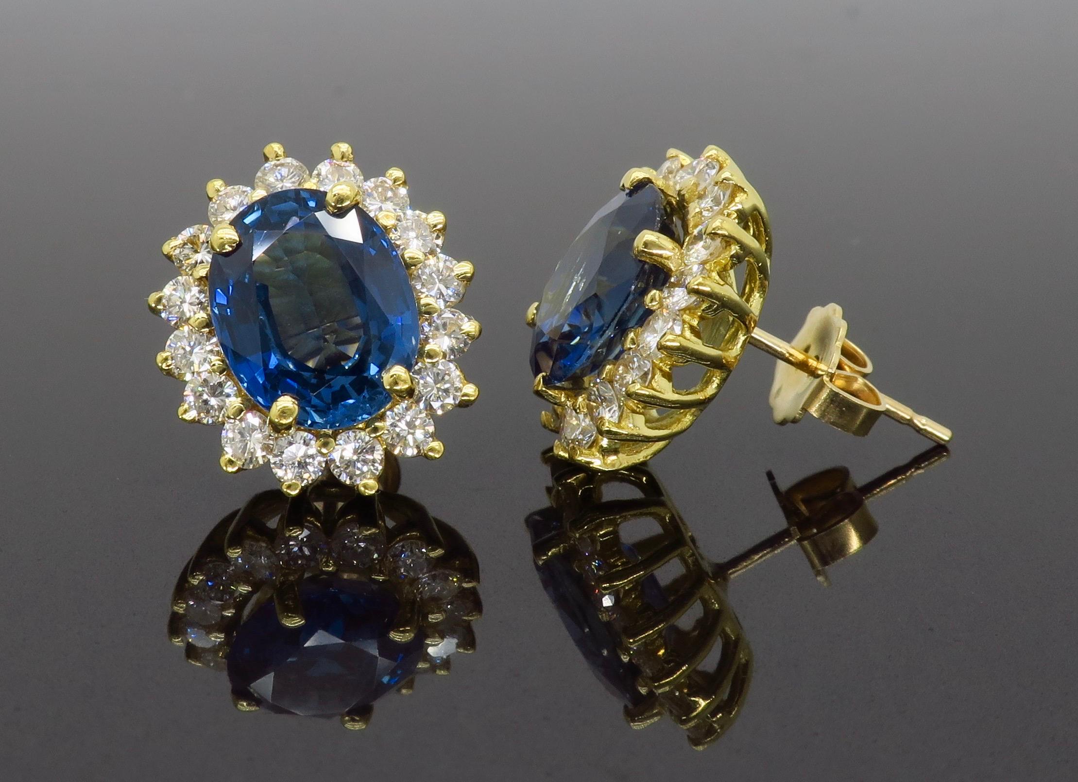 blue sapphire halo earrings