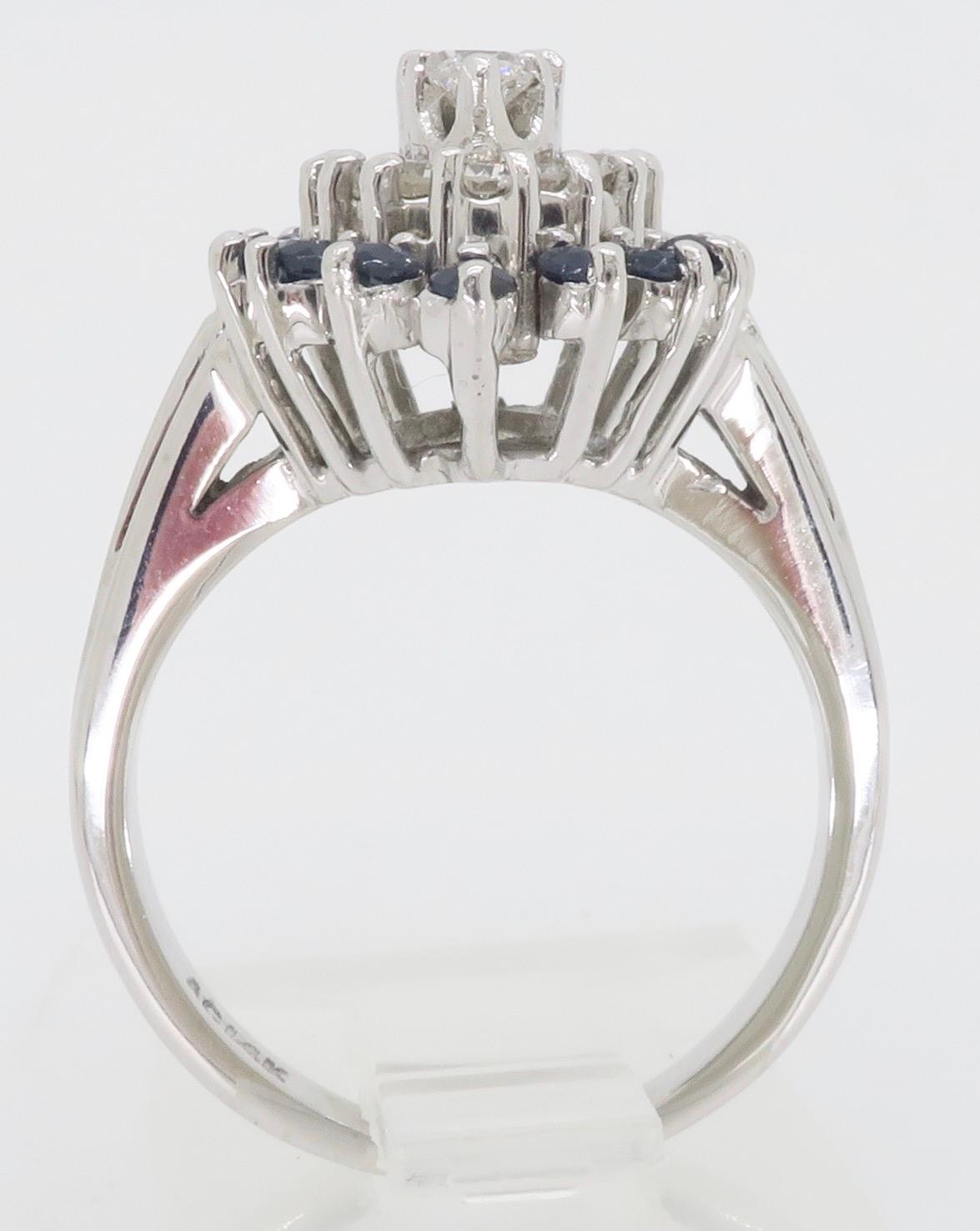Blue Sapphire & Diamond Halo Ring For Sale 1