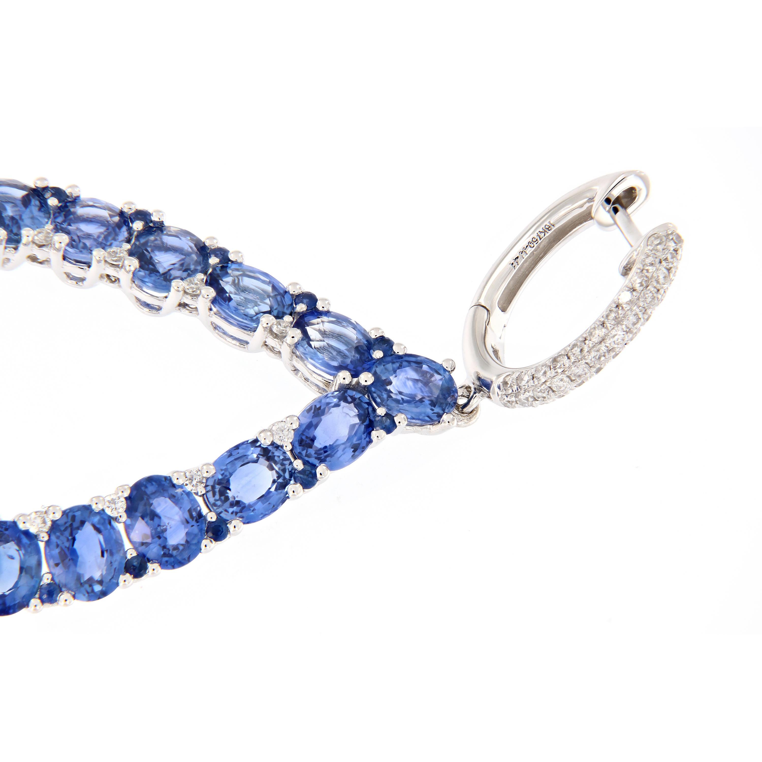 Women's Blue Sapphire Diamond Large Pear Shaped Dangle Drop Earring