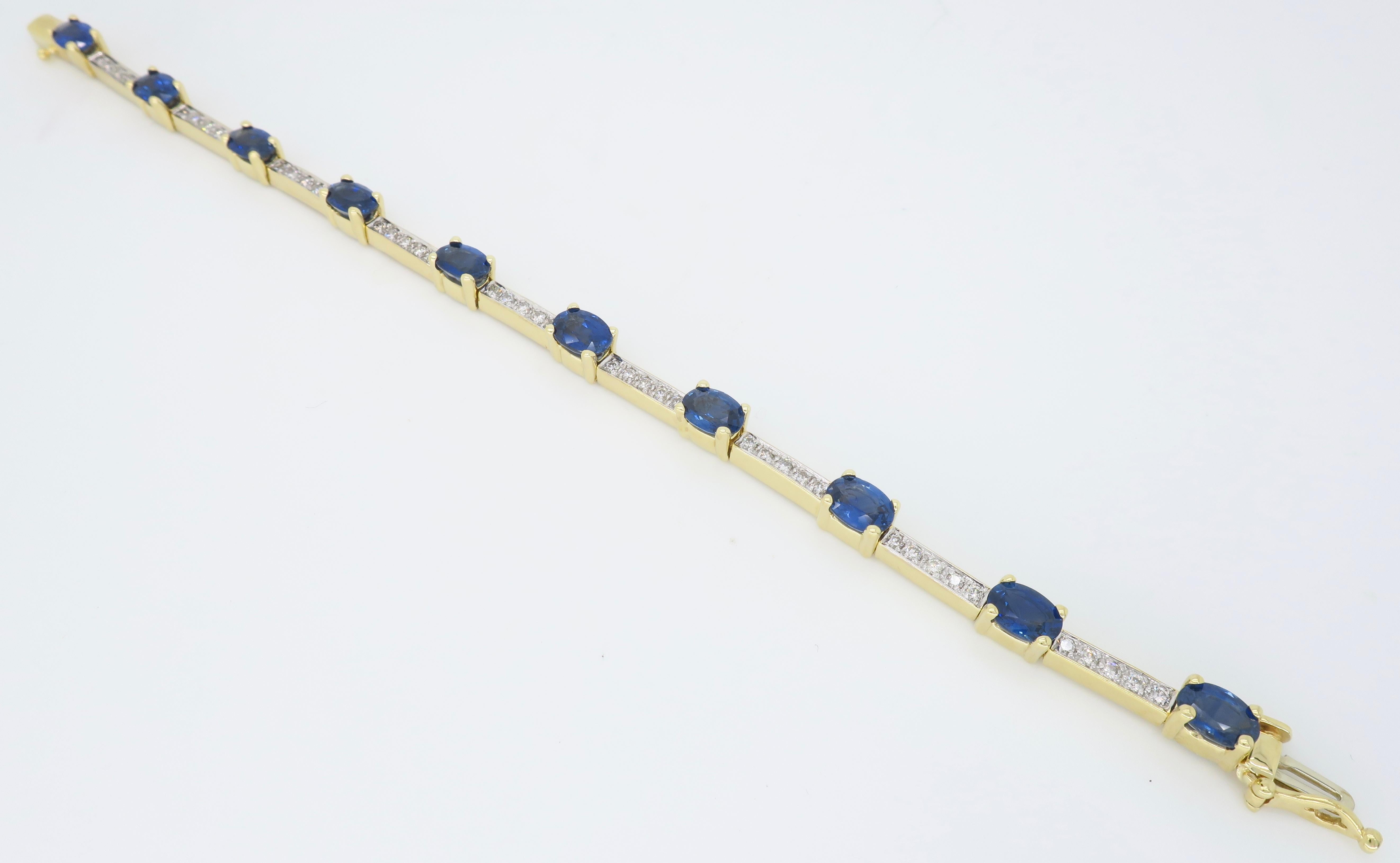 Blue Sapphire and Diamond Link Bracelet 1