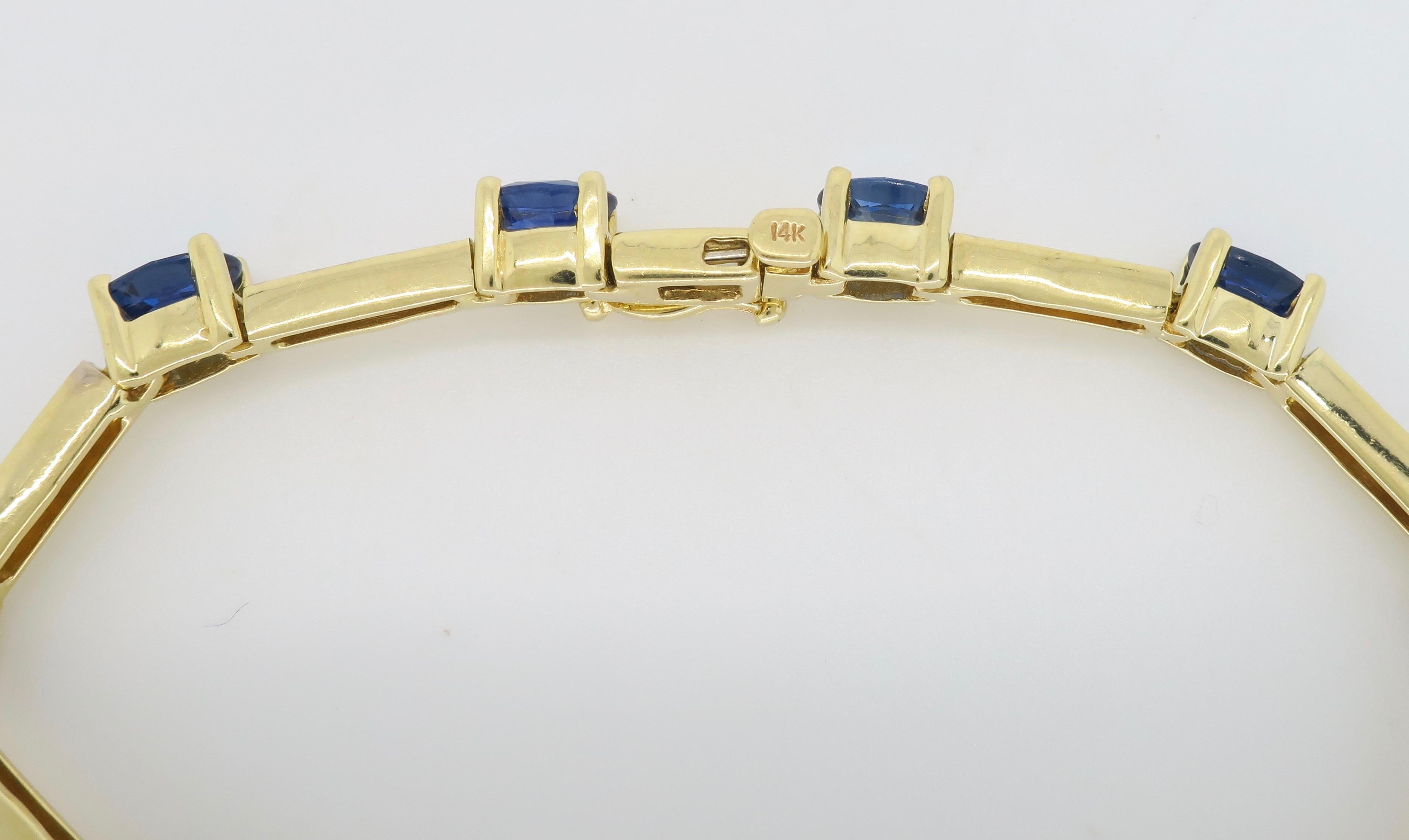 Blue Sapphire and Diamond Link Bracelet 2