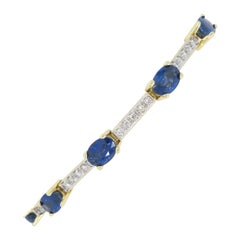 Blue Sapphire and Diamond Link Bracelet