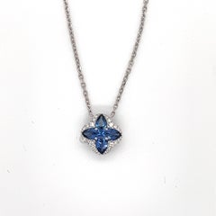 Blauer Saphir & Diamant-Halskette aus 18 Karat Weißgold