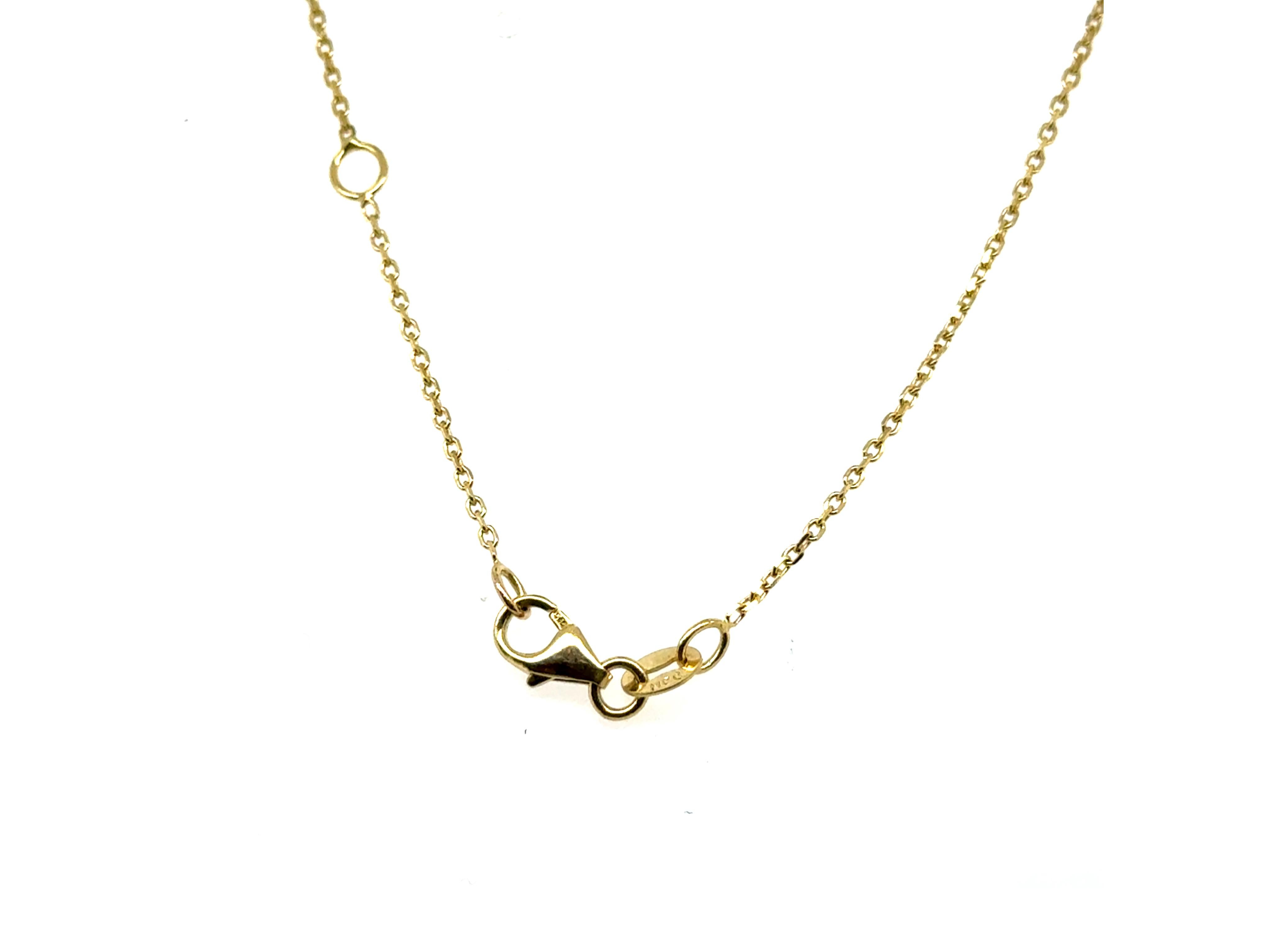 Blue Sapphire Diamond Necklace Pendant 1.25cttw 14K Yellow Gold In Excellent Condition For Sale In Dearborn, MI