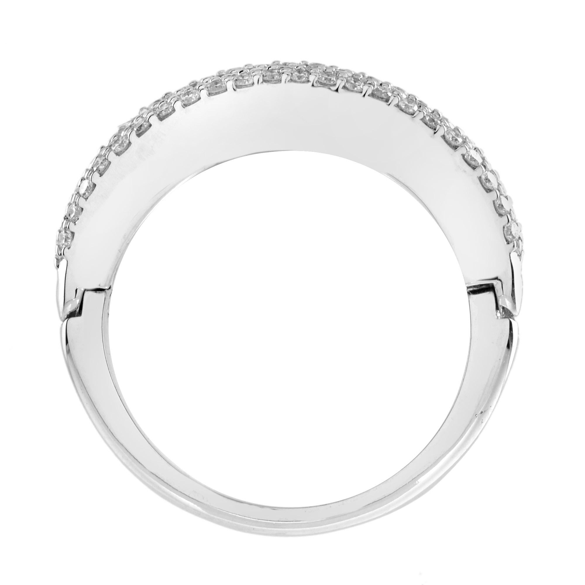 Blue Sapphire Diamond Open-Close Eternity Band Ring in 18K White Gold For Sale 6