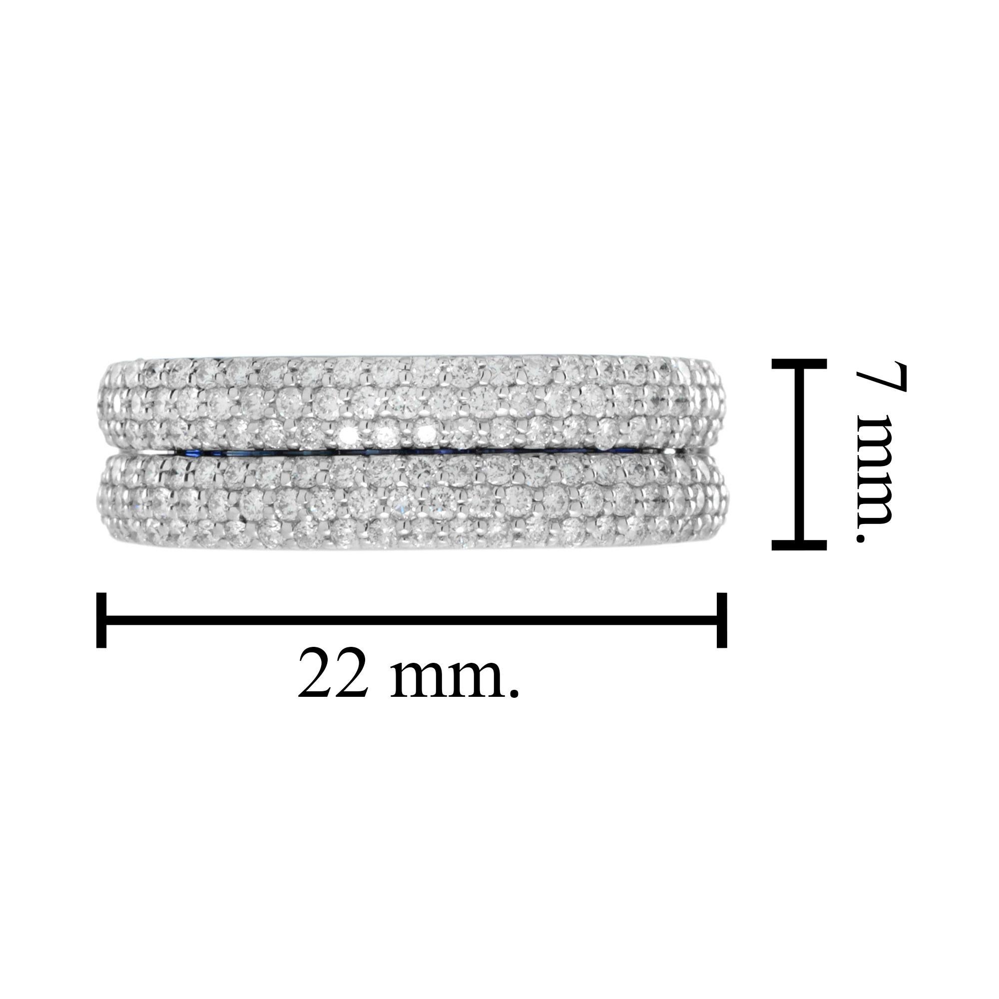 Blue Sapphire Diamond Open-Close Eternity Band Ring in 18K White Gold For Sale 7