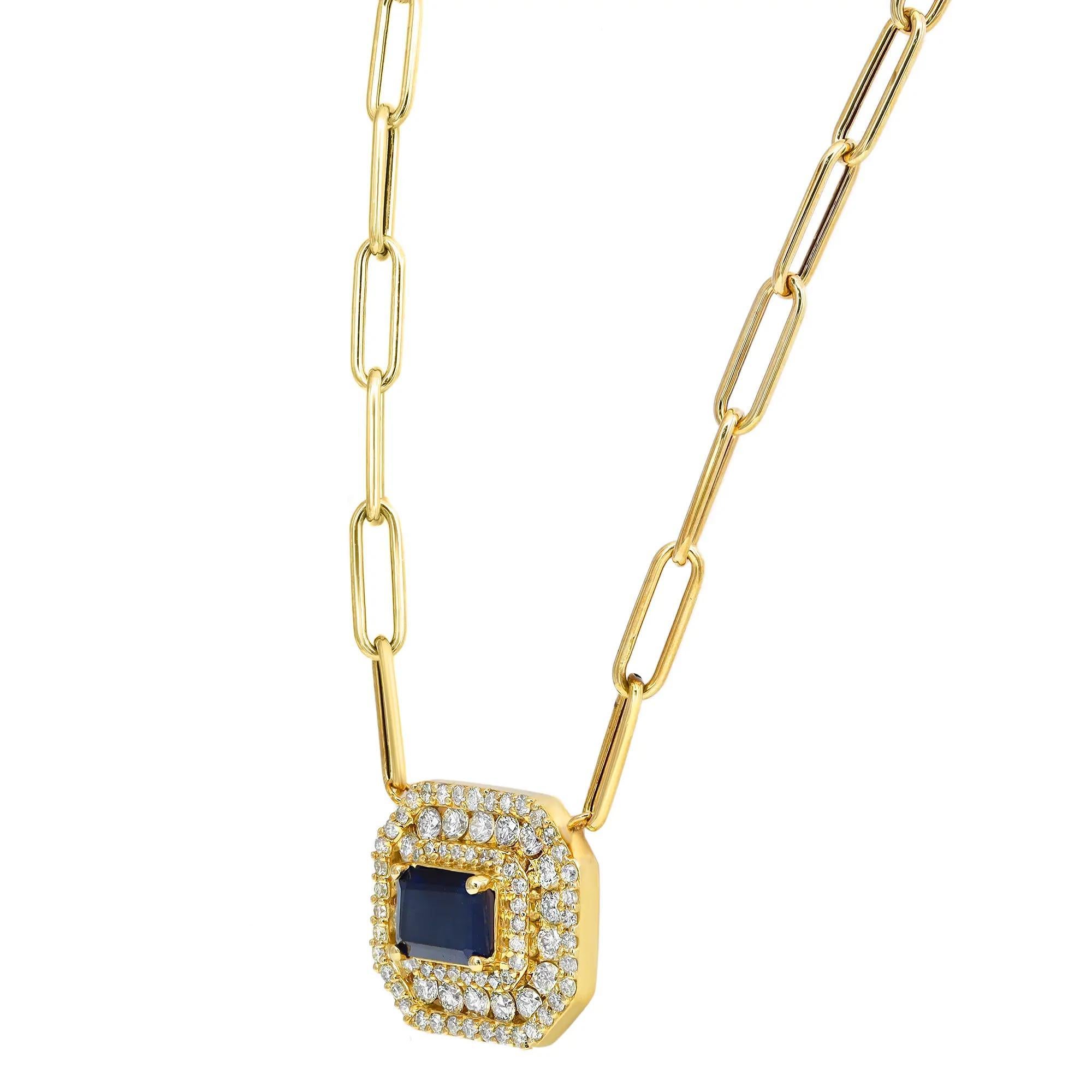 Bring brilliance to your look with this fabulous blue sapphire and diamond pendant necklace. A perfect accent to everyday and evening looks with a touch of chic to any ensemble you pair it with. It features an octagon shape pendant showcasing a