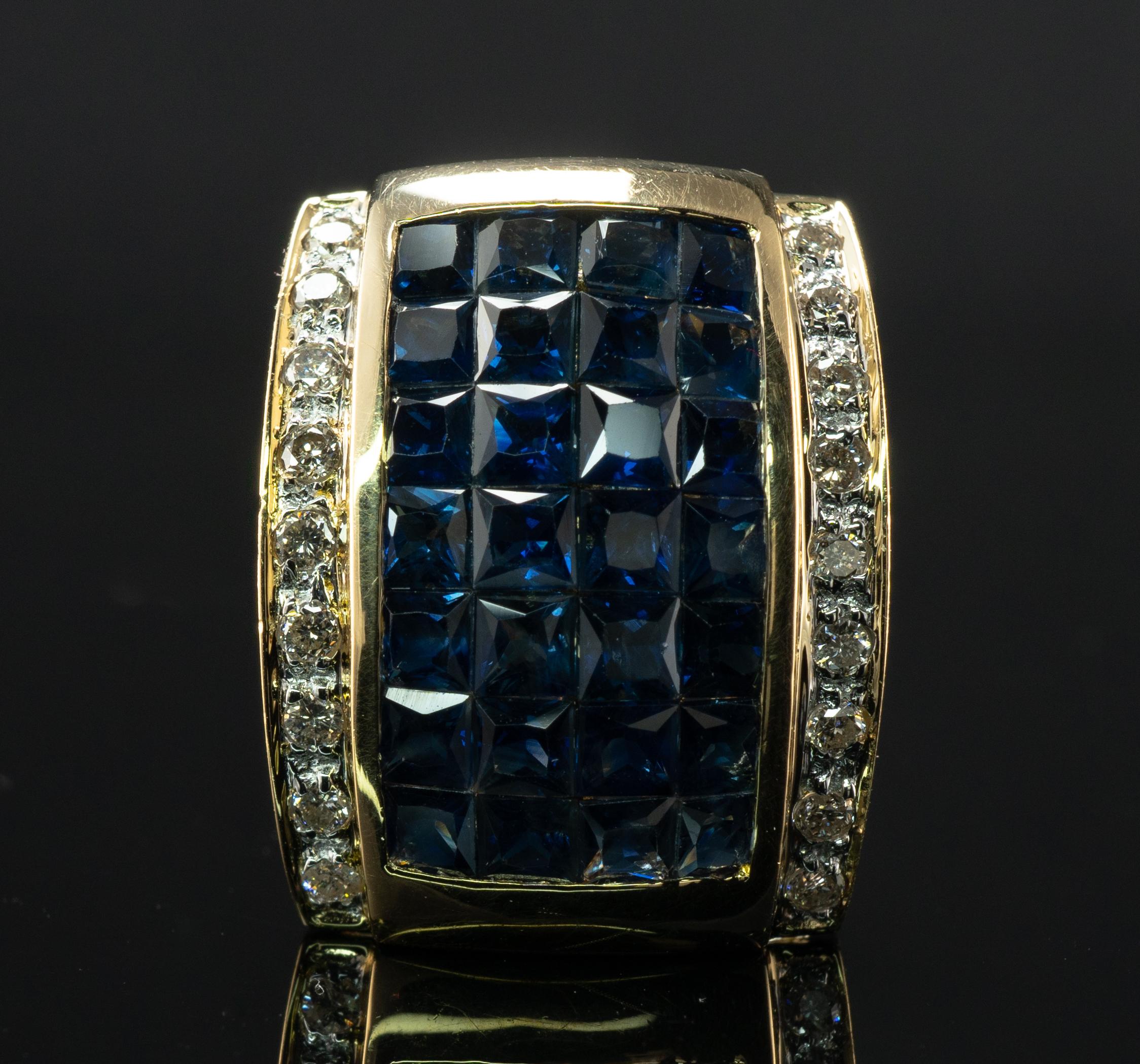 Blue Sapphire Diamond Pendant Slide 14K Gold For Sale 5