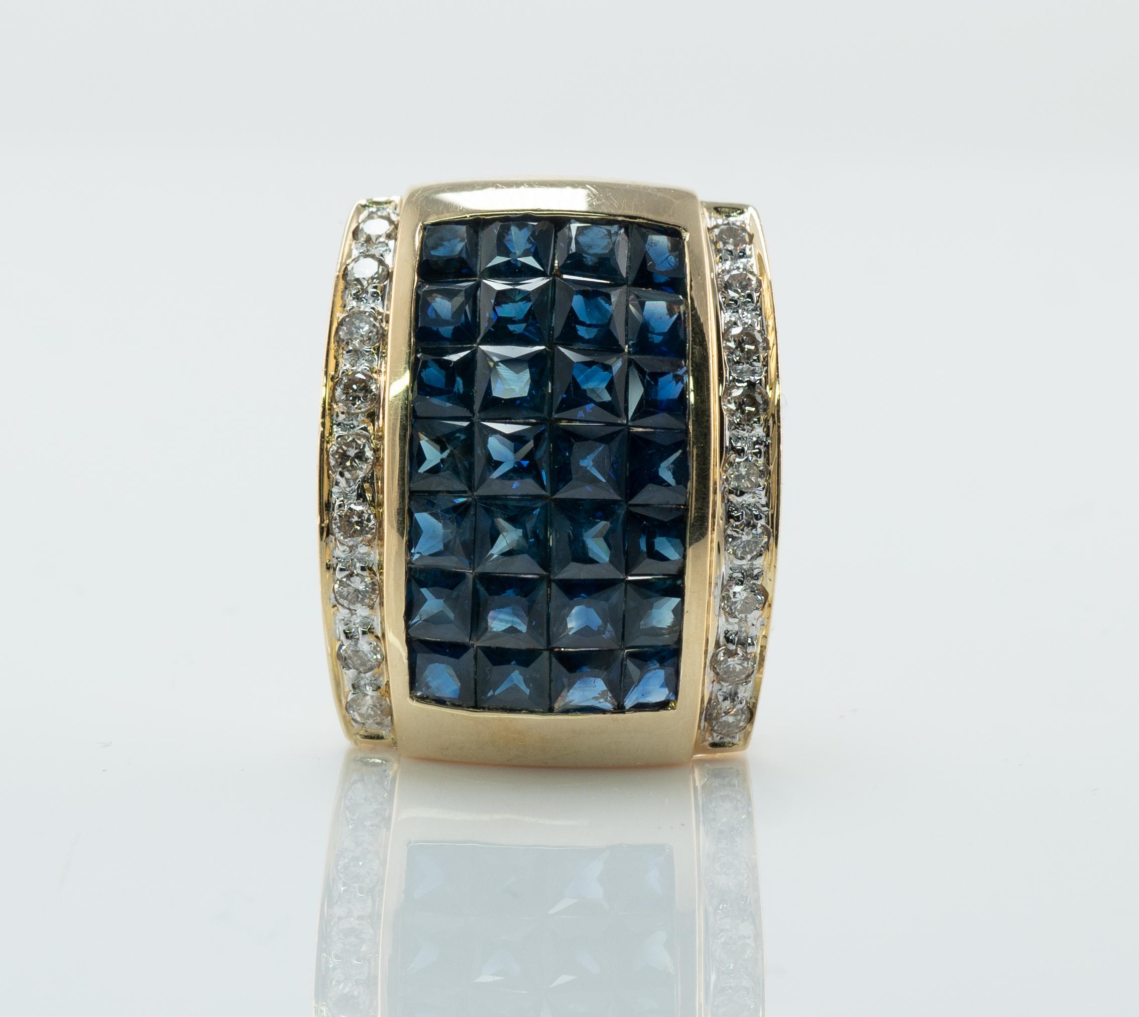 Pendentif saphir bleu diamant Slide or 14K en vente 1