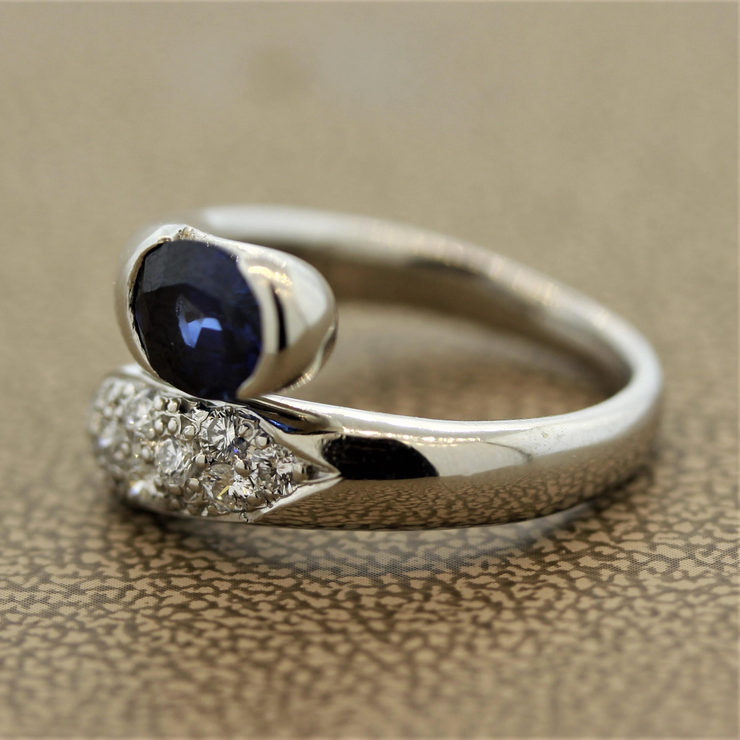 sapphire and diamond bypass ring