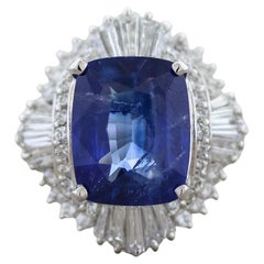 Blue Sapphire Diamond Platinum Cocktail Ring Blue Sapphire Diamond Platinum Cocktail Ring