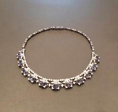 Blue Sapphire Diamond Platinum Necklace