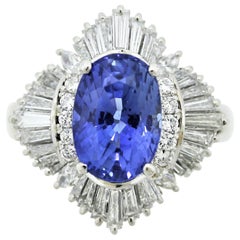 Blue Sapphire Diamond Platinum Ring