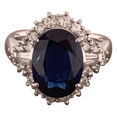 Blue Sapphire Diamond Platinum Ring