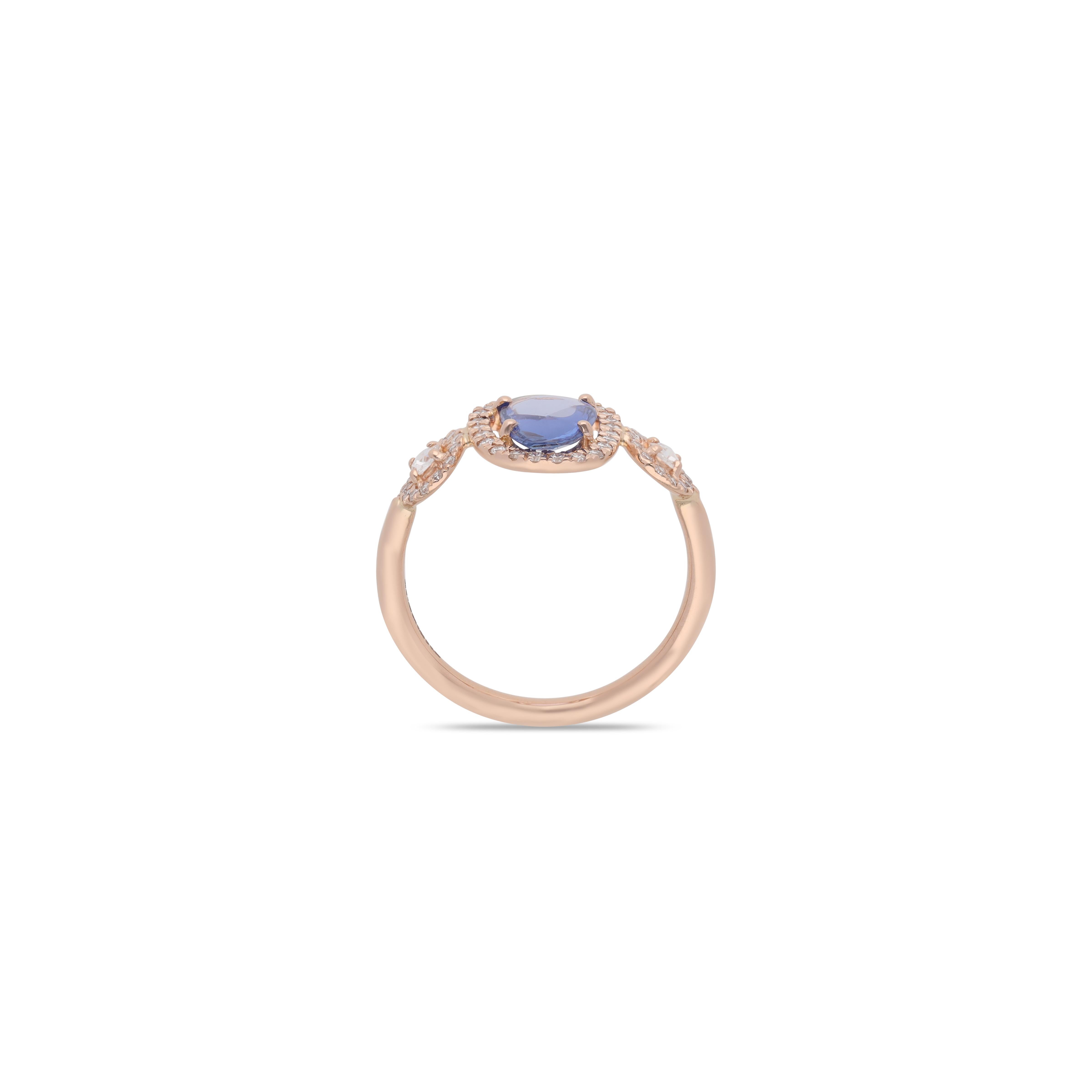 Ring mit blauem Saphir und Diamant in 18 Karat Gelbgold (Zeitgenössisch) im Angebot