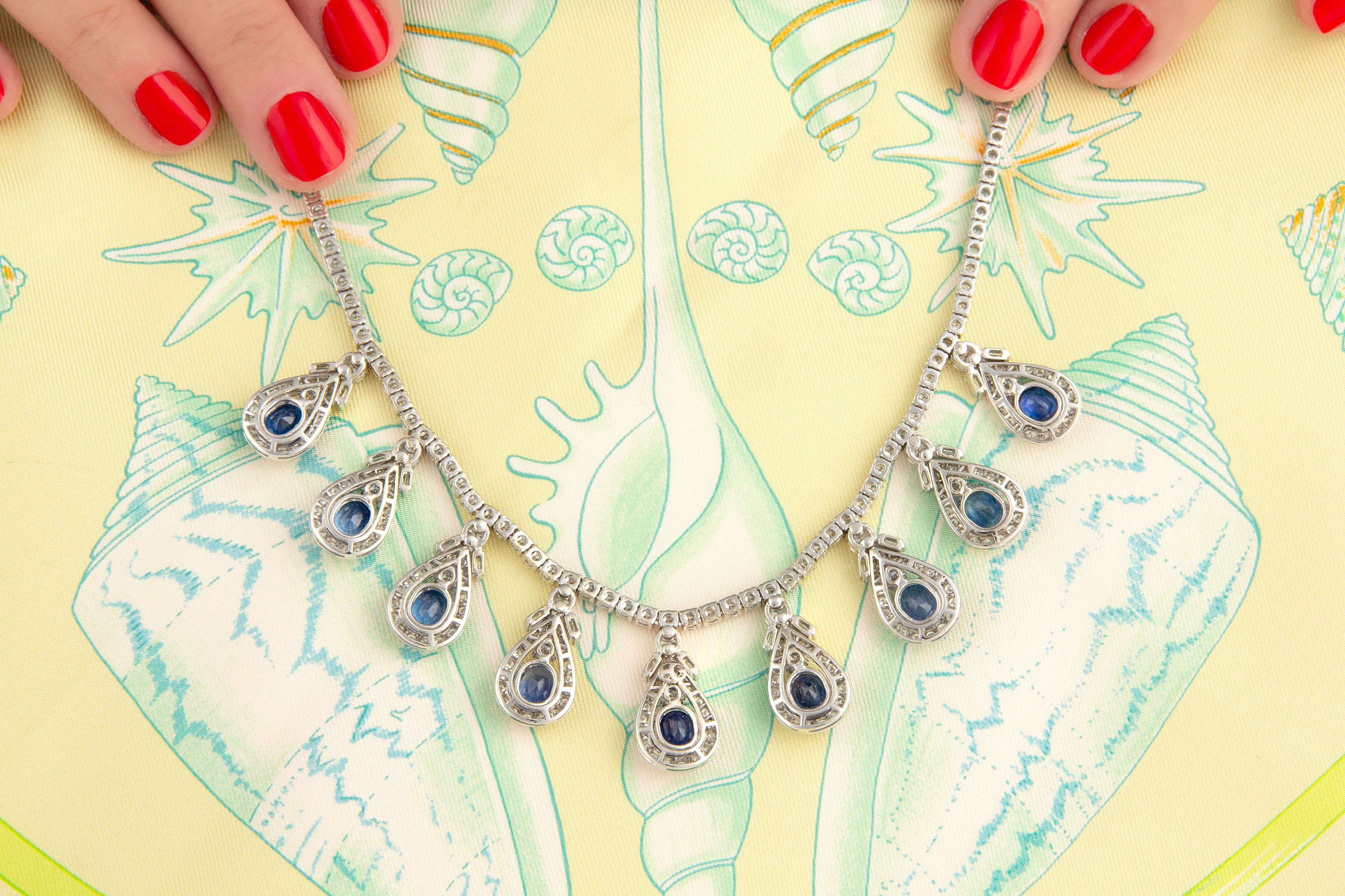 Artiste Saphir bleu Diamant Riviera Collier Design/One par Ella Gafter en vente